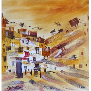 Shuja Mirza, 11 x 11 Inch, Water Color on Paper, Cityscape Painting, AC-SJM-006